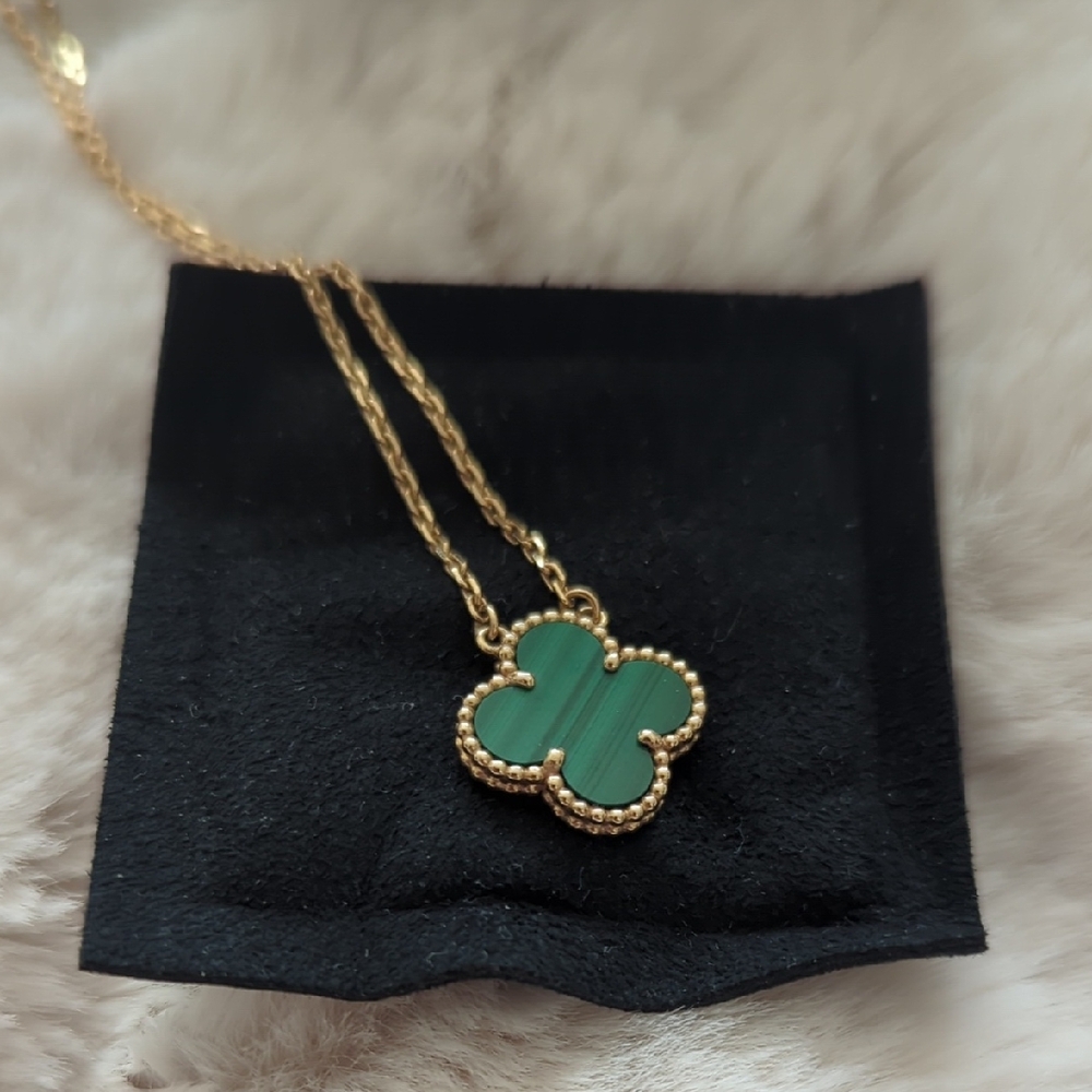 Van Cleef & Arpels Malachite Vintage Alhambra Pendant.
